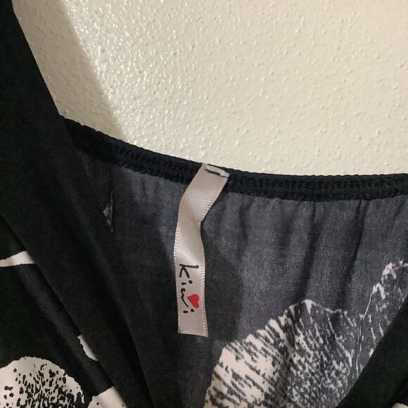 Vintage Y2K Black Beachy Summer Tropical Boho Floral Vacation Strappy Top L - Picture 9 of 9